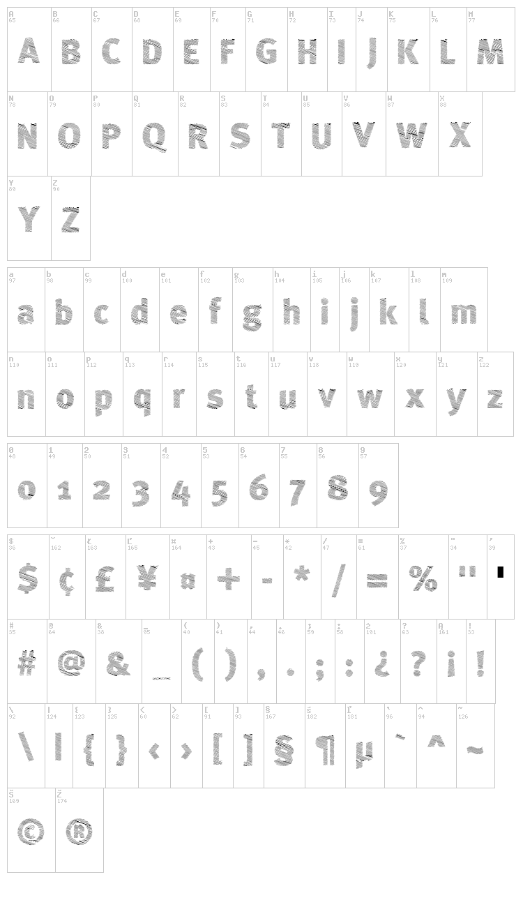 A Bebedera font map